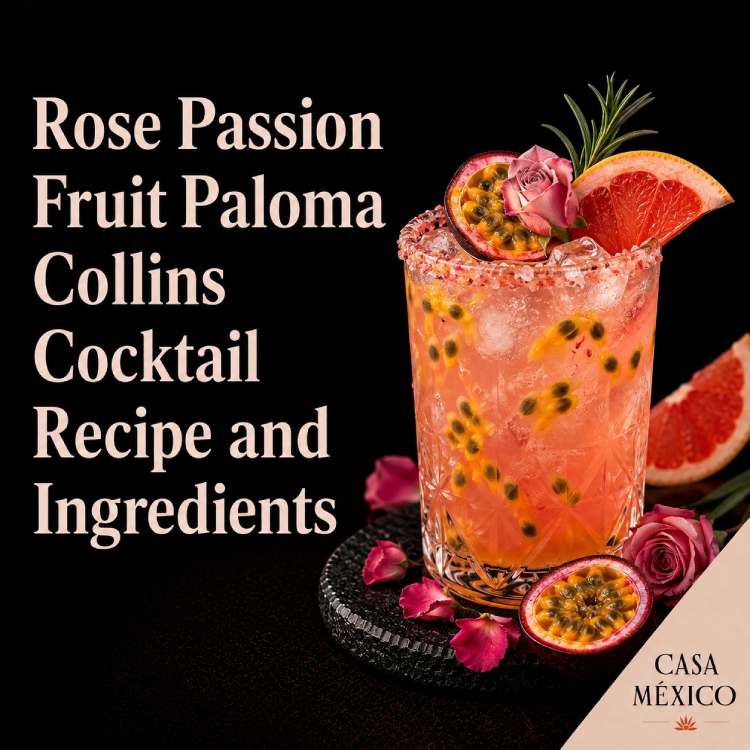 Rose Passion Fruit Paloma Collins Cocktail Recipe and Ingredients
